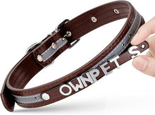 Load image into Gallery viewer, Ownpets Microfiber Leather Personalized Dog Collar for Large and Extra Large Dogs Adjustable Soft Custom Name Pet Collars, Brown, Size XL

