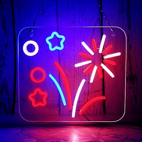 FITNATE Firework Neon Sign, LED Festival Décor Light For Home, Wall, Bedroom, USB Powered, Bright Neon Fireworks Lights For Festival, Wedding, Thanksgiving Day