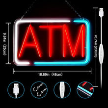 Load image into Gallery viewer, FITNATE ATM Neon Sign, Super Bright, USB Power and Adjustable Brightness for Bank Business Mart Shop Store

