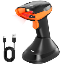 Load image into Gallery viewer, AGPTEK Bluetooth &amp; 2.4GHz Wireless Barcode Scanner with Battery Indicator, Replaceable Battery, 2D/1D QR Code Reader, Wireless Charging Cradle, Ideal for Retail &amp; Warehouse Use
