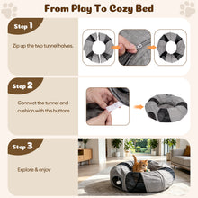 Load image into Gallery viewer, Ownpets 2 in 1 Collapsible Cat Tunnel for Indoor Cats with Cushion Bed
