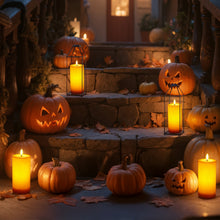 Load image into Gallery viewer, IMAGE 4"x8" Ivory White Outdoor Waterproof Flameless Candles with Timer &amp; Remote Control, Rechargeable LED Pillar Candles for Lanterns, Porch, Flickering &amp; Long Lasting, Set of 2
