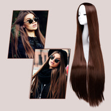 Load image into Gallery viewer, AGPtEK 40&quot; Straight Long Wig Synthetic Wig Part in the Middle Anime Costume for Party, Cosplay, Daily-Use and Festivals, Dark Brown
