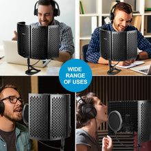 Load image into Gallery viewer, HAKUTA Microphone Isolation Shield with Stand and Pop Filter, High-Density Absorbent Foam to Filter Vocal for Studio, Broadcasting
