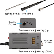 Load image into Gallery viewer, 50W Welding Soldering Iron with Thermostatic Digital-Controlled ESD soldering station,50 W Temperature Adjustable 180-450℃/356-842℉ with 1 Portable Stand, 1 Tweezers, 1 Wire Stripper &amp; 1 Sponge
