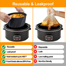 Load image into Gallery viewer, Slow Cooker Liners Compatible for Crock Pot 6 QT, 6 Quart Oval Slow Cookers, Reusable BPA Free Leak-proof Dishwasher Safe, 2PCS - Black&amp;Grey
