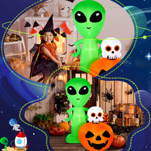 Load image into Gallery viewer, CAMULAND 6.8FT Halloween Inflatable Alien with Pumpkin Decorations Halloween Inflatable Blow Up Decor with Built-in LED Lights Outdoor Inflatable Decoration for Garden, Lawn, Yard
