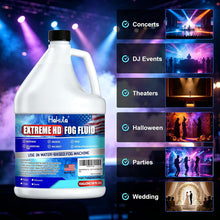 Load image into Gallery viewer, Hakuta Fog Machine Fluid 1Gallon, High Density Fog Juice Water Based Safe for Outdoor and Indoor Use, Universal Compatibility With Standard Fog Machines, Medium Density Long-Lasting Fog Effect
