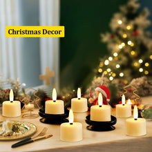 Load image into Gallery viewer, IMAGE 12Pcs Flameless Candles with Remote Control Timer &amp; Charging Base, Rechargeable Battery LED Tea Lights Candles Small Votive for Mantle Weddings Christmas Decorative Fall Table Centerpieces, 1.53" x 2.17"
