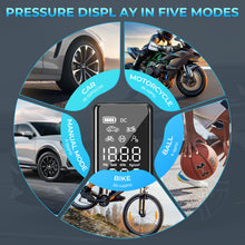 Load image into Gallery viewer, AGPtEK Tire Inflator Portable Air Compressor-150PSI &amp; 7500mAh&amp; 12V DC Tire Pressure Gauge Electric Air Pump,LCD Display with LED Light for Cars, Bikes &amp; Motorcycle Tires, Balls
