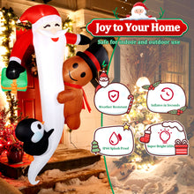 Load image into Gallery viewer, CAMULAND 8 FT Hanging Christmas Inflatable Outdoor Decorations Hanging Santa Built-in Bright LEDs, Climbing Santa Claus with Gift Bag Santa Blow Up Christmas  for Windows Eaves Roofs Decor

