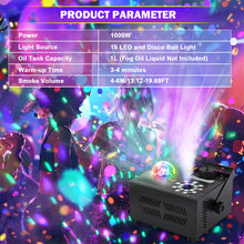 Load image into Gallery viewer, Hakuta 1500W Vertical Fog Machine with 18 LED Lights, Disco Ball with dry burn protection, for Halloween, Wedding, Disco Club, Christmas ,Party, DJ Performance
