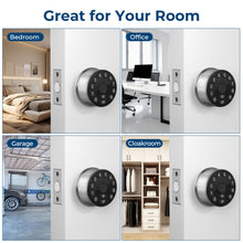 Load image into Gallery viewer, Keypad Door Knob Lock, Electronic Door Handle with Keypad and Key, Automatic Locking, User Managed, 100 Codes, For Office, Warehouse, Bedroom, Garage, Silver
