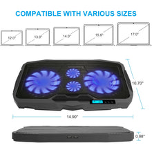 Load image into Gallery viewer, AGPTEK Gaming Laptop Cooling Pad Notebook Holder Compatible up to 17” Laptops/PS4/Router - Blue LED
