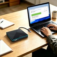 Load image into Gallery viewer, External CD DVD Drive with RGB Light, USB 3.0 Type-C Portable CD DVD Burner Reader Writer, External Optical Disc Drive for Laptop Desktop PC MacBook Windows Mac OS, USB-A &amp; USB-C Cable Included
