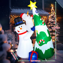 Load image into Gallery viewer, CAMULAND Inflatable Christmas Tree, 7FT Snowman Picking Stars with Built-in LED Lights, Blow Up Inflatable Christmas Decorations for Party Outdoor, Yard, Garden, Lawn, Winter Décor
