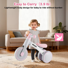 Load image into Gallery viewer, WELSPO Baby Balance Bike for 1 Year Old Boy and Girl First Birthday Gifts Pedal-less 3 Wheels Mini Bike, Young Toddlers Infant Walker for 12-36 Months (Pink)
