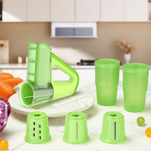 Load image into Gallery viewer, FITNATE Electric Vegetable Slicer Handheld Cordless Salad Shooter One-Touch Easy Control Rotary Grater &amp; Shredder, 4 Blades, Dual Storage Cups, Upgraded Safety Protection, Green
