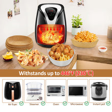 Load image into Gallery viewer, 200PCS 8&quot; Air Fryer Silicone Liners and Paper Air Fryer Liner Disposable Round Parchment Paper, Non-Stick Wax Paper for Air Frying, Baking, Roasting Microwave and Oven
