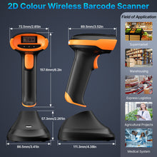 Load image into Gallery viewer, AGPTEK Bluetooth &amp; 2.4GHz Wireless Barcode Scanner with Battery Indicator, Replaceable Battery, 2D/1D QR Code Reader, Wireless Charging Cradle, Ideal for Retail &amp; Warehouse Use
