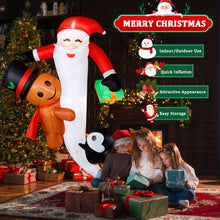 Load image into Gallery viewer, CAMULAND 8 FT Hanging Christmas Inflatable Outdoor Decorations Hanging Santa Built-in Bright LEDs, Climbing Santa Claus with Gift Bag Santa Blow Up Christmas  for Windows Eaves Roofs Decor
