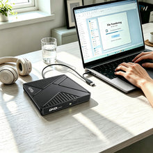 Load image into Gallery viewer, AGPTEK External USB 3.0 CD DVD Drive External CD DVD +/-RW Drive for Laptop Mac PC with 2-in-1 USB-A USB-C Cable, Plug and Play, Supports CD/DVD Read Write, Compact Portable Design
