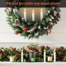 Load image into Gallery viewer, IMAGE 12Pcs LED Taper Candles Light Set, 5.3 inches Dripping Flameless 3D Wick Ivory Candles with Clip-on Christmas Tree Design, 10-Key Remote with Timer, Warm White Light, Battery Operated for Versatile Decoration

