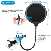 Load image into Gallery viewer, HAKUTA Microphone Isolation Shield with Stand and Pop Filter, High-Density Absorbent Foam to Filter Vocal for Studio, Broadcasting
