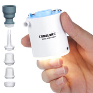CAMULAND Portable Mini Air Pump for Inflatable with 1300mAh Battery USB Rechargeable Camping Light 5 Nozzles for Air Mattress, Pool Floats,Vacuum Storage Bag