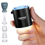 CAMULAND Portable Mini Air Pump for Inflatable with 1300mAh Battery USB Rechargeable Camping Light 5 Nozzles for Air Mattress, Pool Floats,Vacuum Storage Bag, Black