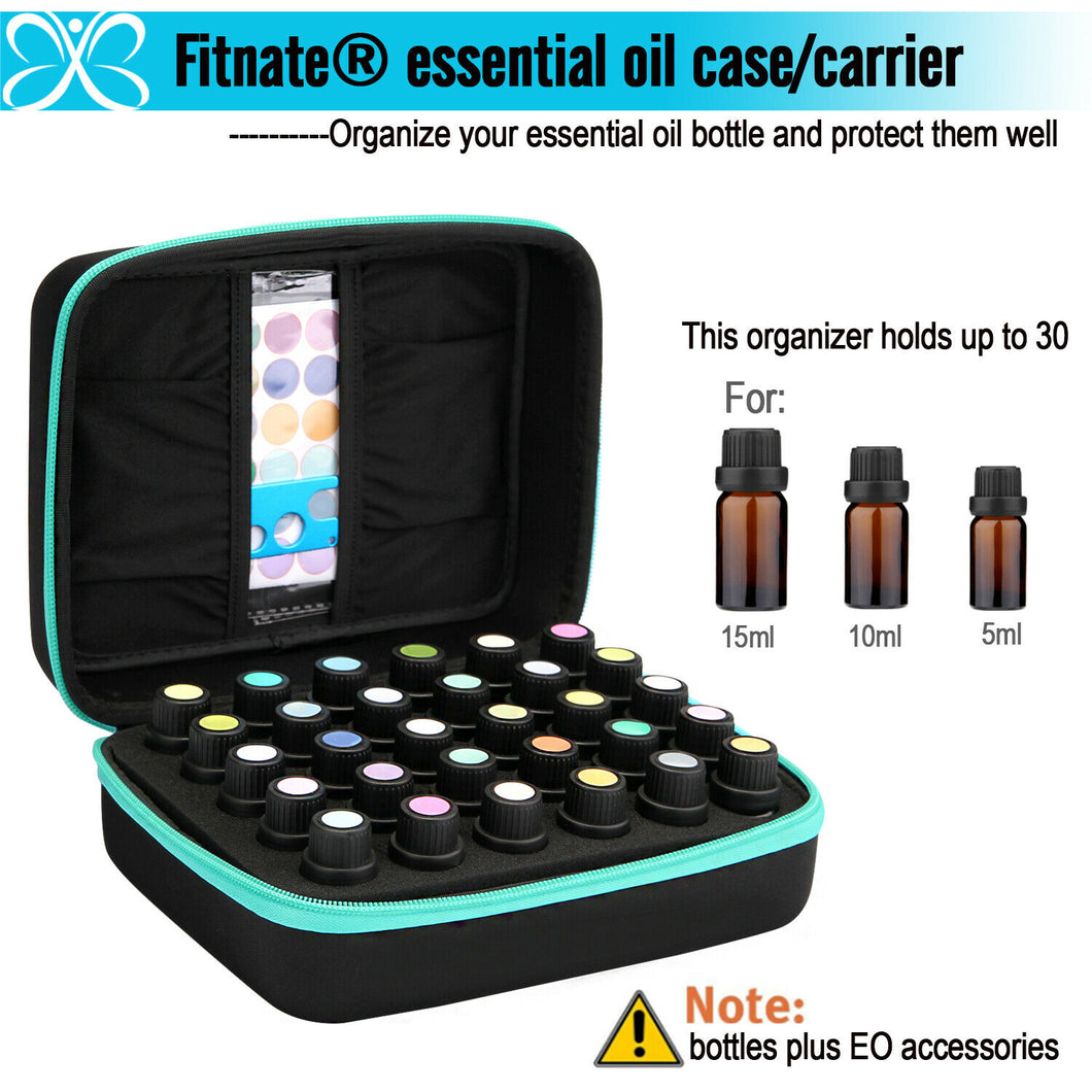 FITNATE Essential Oils Storage with Bottle Opener, Essential Oils Carrying Case for 30 Bottles, Fit for 5ml,10ml, 15 ml Essential Oils Sky Blue