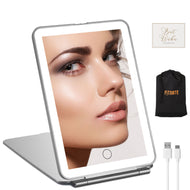 Portable Vanity Mirror Travel Makeup Mirror with 32 LED Lights USB Rechargeable
