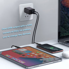 Load image into Gallery viewer, 2 Packs USB Travel Charger with Dual Port, 5V/2A 10W Output Power, UL Approval Charger Adapter for Most USB Equipment
