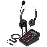 AGPtEK Upgraded Noise Cancellation Call Center Phone, Corded Telephone with Binaural Headset & Dialpad for House Call Center Office