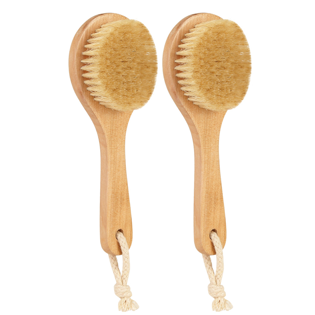 FITNATE 2 Pack Shower Brush Wet and Dry Brushing, Body Scrubber for Bath Shower Lymphatic Drainage and Cellulite Scrubber