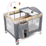 Odoland 3 in 1 Baby Playpen Foldable Bassinet Bed Baby Crib, Travel Pack Playard for Infant Toddler