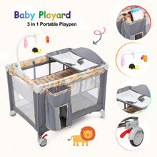Load image into Gallery viewer, Odoland 3 in 1 Baby Playpen Foldable Bassinet Bed Baby Crib, Travel Pack Playard for Infant Toddler

