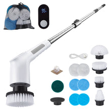 Load image into Gallery viewer, Fixm Electric Spin Scrubber, Cordless Shower Scrubber with Adjustable Extension Handle, Electric Cleaning Brush for Bathtub Kitchen Wall Cleaning, 2 Speeds with Display and 11 Replaceable Brush Heads
