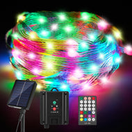IMAGE 33FT Fairy Lights Solar USB Powered 12 Modes with Remote Timer, 10 RGB Static Colors
