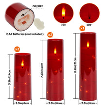 Load image into Gallery viewer, Flickering Flameless Candles Battery Operated, Acrylic Shell Pillar 3D Wick LED Candles with 11-Key Remote Control Timer for Wedding Christmas Home Decor Set of 5, Red
