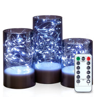 3PCS Acrylic Shell Pillar LED Candles Featuring 13-Key Remote Timer, Battery Operated for Home, Wedding and Party Decor, Grey