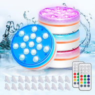 2 Pcs 16 Colors Pool Lights with Remote Control Rechargeable Submersible LED Lights for Above-ground and In-ground Pools