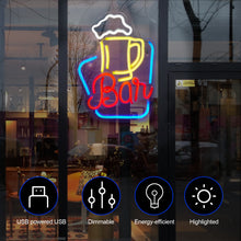 Load image into Gallery viewer, FITNATE Neon Bar Sign, Beer Neon Sign for Wall Decor, Brightness Adjustable LED Neon Light Sign USB Powered
