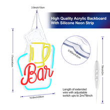 Load image into Gallery viewer, FITNATE Neon Bar Sign, Beer Neon Sign for Wall Decor, Brightness Adjustable LED Neon Light Sign USB Powered
