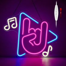 Load image into Gallery viewer, FITNATE Music Neon Sign Brightness Adjustable Music LED Light Sign USB Powered for Bedroom, Music Studio, Game Room, Club, Bar, Party Decor
