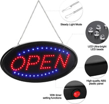 Load image into Gallery viewer, FITNATE LED Open Sign Large 23x14 inch Business Open Sign with Remote Electric Display Light for Business, Shop, Bar, Hotel
