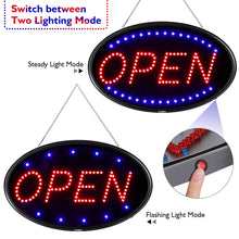 Load image into Gallery viewer, LED Open Sign, FITNATE Large 23x14 inch Business Open Sign Electric Display Sign,2 Modes Flashing &amp; Steady Lights for Business, Shop, Bar, Hotel
