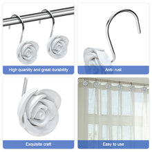 Load image into Gallery viewer, 12PCS Fashion Decorative Home Rose Shower Curtain Hooks For Interior Decoration White
