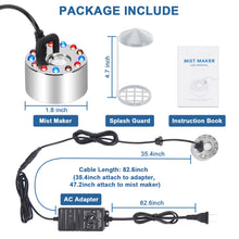 Load image into Gallery viewer, 12 LED Lights Mist Maker Fogger Adjustable Fog Atomizer Mini Air Humidifier Pond
