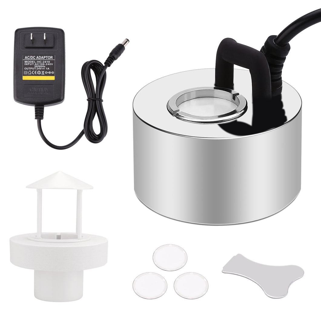 FITNATE 350ml/H Mist Maker Metal Fogger Atomizer with Removable Splash Guard,Atomized disc and Changing Tools for Water Fountain Pond Pot Rockery Sink